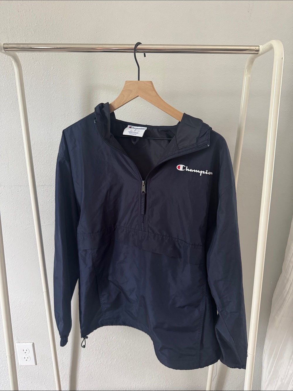 Champion Navy Hooded Half-Zip Rain Jacket for Kids